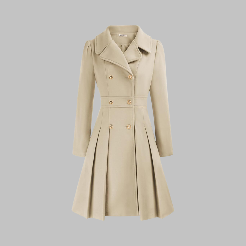 Dami | Women's Classy Long-Sleeve Coat with Double Button Front