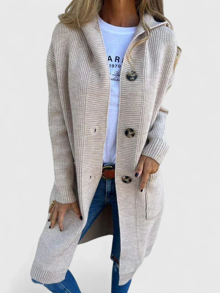 Giulyanrah | Women's Longline Button Cardigan with Deep Front Pockets
