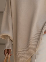 Jennifer | Women's Oversized Round-Neck Sweater with Asymmetrical Hem