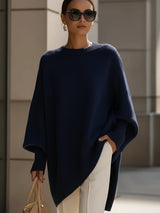 Jennifer | Women's Oversized Round-Neck Sweater with Asymmetrical Hem