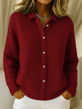 Lisa | Women's Classic Knitted Button Cardigan with Refined Collar