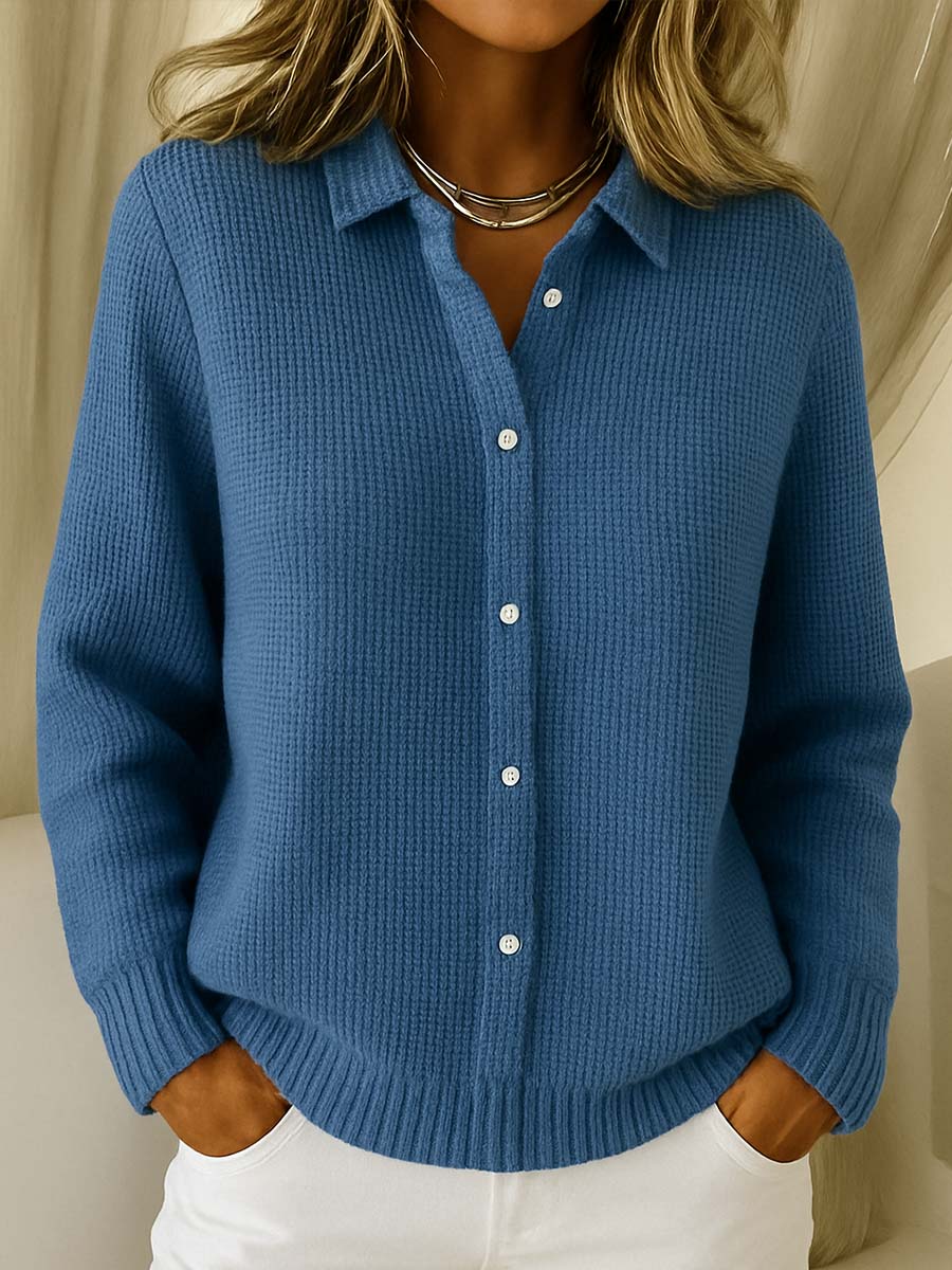 Lisa | Women's Classic Knitted Button Cardigan with Refined Collar