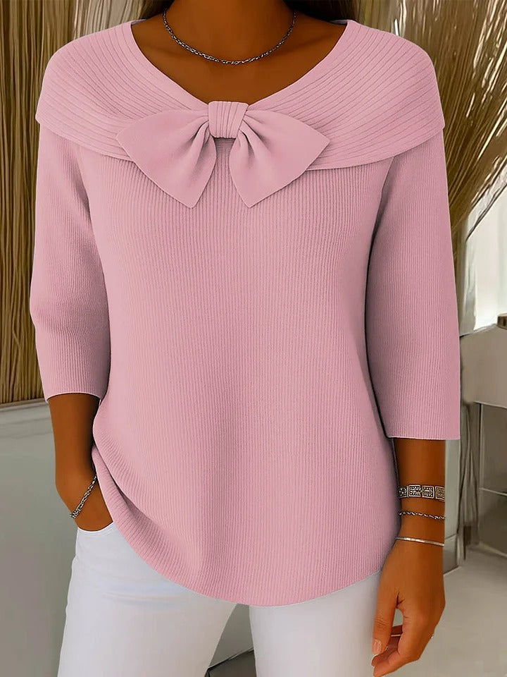 Neeko | Women's Fitted Elegant Sweater With Bow Detail