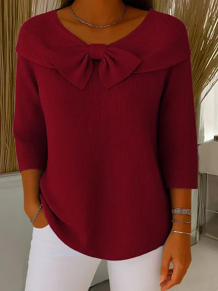 Neeko | Women's Fitted Elegant Sweater With Bow Detail