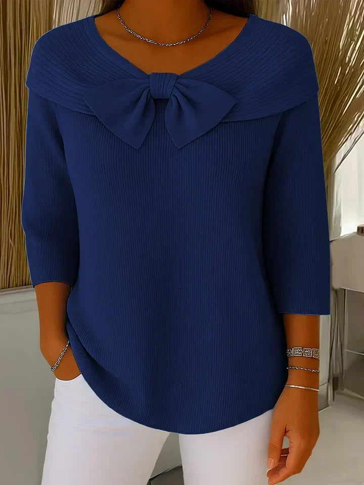 Neeko | Women's Fitted Elegant Sweater With Bow Detail
