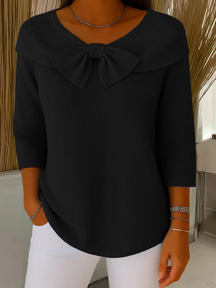 Neeko | Women's Fitted Elegant Sweater With Bow Detail