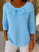Neeko | Women's Fitted Elegant Sweater With Bow Detail