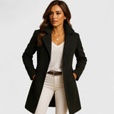 Rheya | Women's Slim-Fit Coat with Classic Lapels and Button Closure